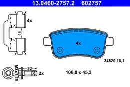 ATE 13.0460-2757.2 Brake pad set