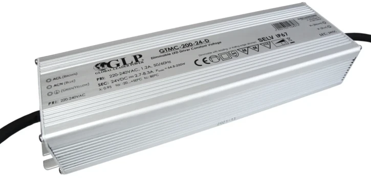 200W LED maitinimo šaltinis, 24V, IP67, dimeriuojamas