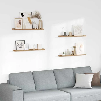 Sieninės lentynos 4 pcs Ruda 80 x 9 x 3 cm Apdirbta mediena