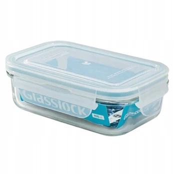 Glasslock stiklinis maisto indelis 400 ml, mėlynas