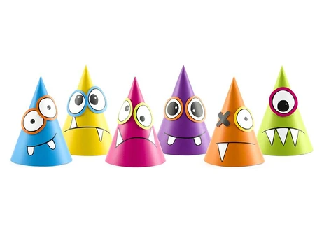 Boland Traciks Party Hats Monsters, mix, 16cm (1 pkt / 6 pc.)