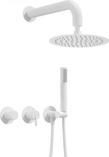 Concealed shower set with overhead shower - with horizontal mixer