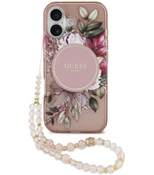 Guess IML Flowers Strap MagSafe Case for iPhone 17 Rožinė