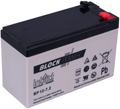 Akumuliatorius intAct, Block-Power 12V 7.2Ah c20