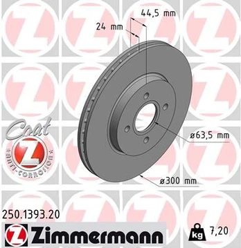 Stabdžių diskas ZIMMERMANN 250.1393.20