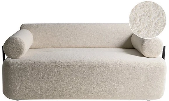 Beliani Dvivietė sofa ELVA Boucle, kreminė balta