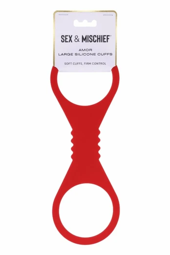 SPORTSHEETS Amor Large Silicone Cuffs Red - Adjustable Anatomic Design