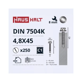 Savisriegis Haushalt DIN 7504K, 4.8 mm x 45 mm, 250 vnt.