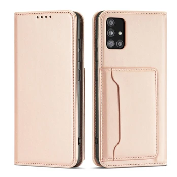Dėklas Magnet Card Case Samsung Galaxy A12 5G Rožinis