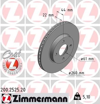 Stabdžių diskas ZIMMERMANN 200.2525.20