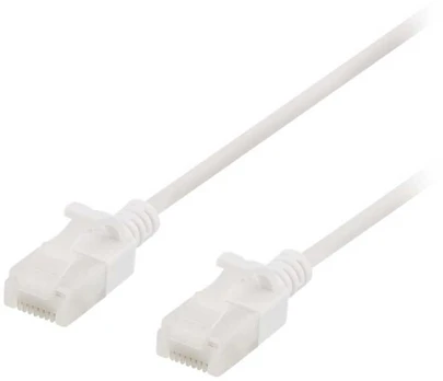 DELTACO U/UTP Cat6a patch cable, slim, 3,5mm diameter, 0,3m, baltas