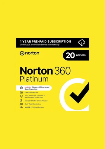 Norton 360 Platinum 20 Devices 1 Year Key EUROPE