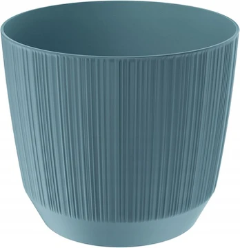 Apvalus plastikinis vazonas su rievėmis, mėlynas 19,5 cm Ryfo