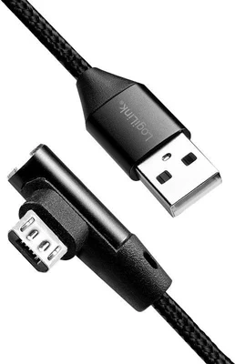 Laidas Logilink USB To Micro USB 90° Angled Cable USB, Micro USB, 1 m, juoda