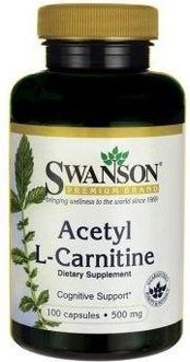Acetyl L-Karnitinas, Swanson, 500mg, 100 kapsulių