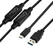 MicroConnect USB3.0 A to USB-C Gen1 Cable - 10m Cable, 5 Gbit/s