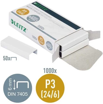 Leitz Power Performance P3, Staples pack, 6 mm, 1000 staples, Baltas, 30 sheets, 35 mm
