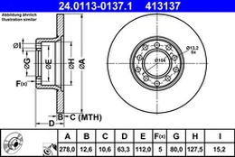 ATE 24.0113-0137.1 Brake Disc kaina