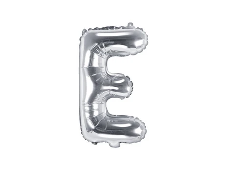 Folinis balionas Raidė "E" 35 cm, sidabrinis