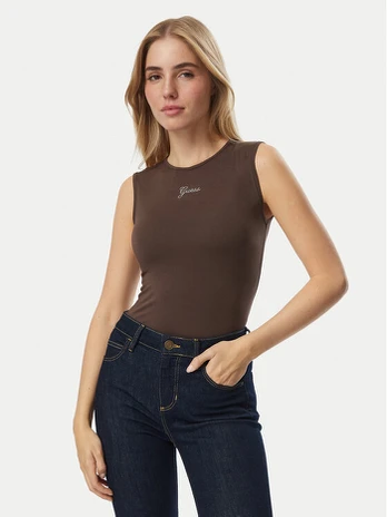 Guess Marškinėliai W6YP17 K3881 Ruda Regular Fit
