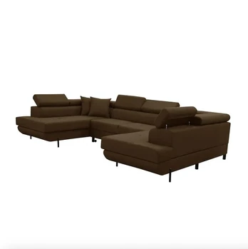 Kampinė sofa U formos su miegojimo funkcija EDI, ruda