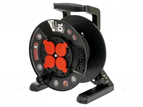 Extension lead | 3x1.5mm2 | reel,with non-rotating sockets | black