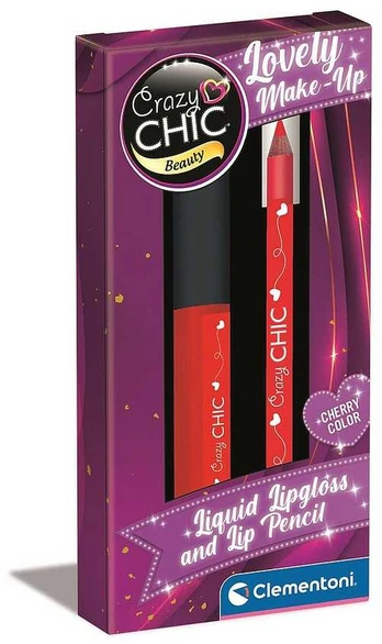 „Crazy Chic Cherry“ lūpų blizgis ir lūpų pieštukas „Clementoni“