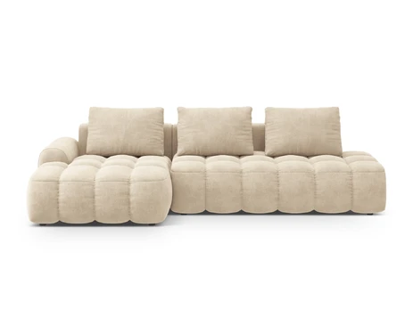 Velvet Left Corner Sofa With Bed Function And Box, "Linz", 3 Seats, 275x142x84 Made in Europe