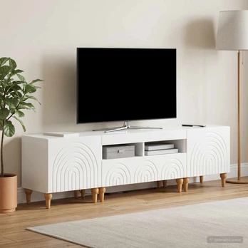 3 dalių LED televizoriaus spintelė Itin blizgi balta