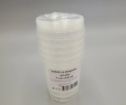 Kibirėliai 520 ml, 5 vnt., skaidrūs