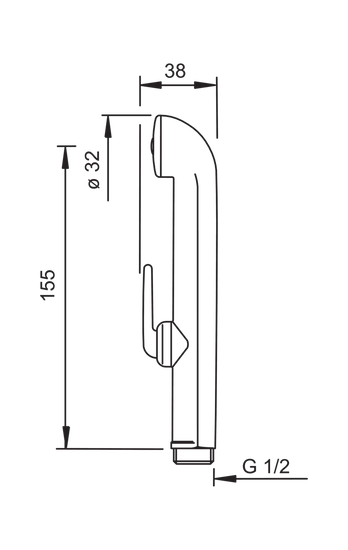 Bidetta rankinis dušas, 155 mm, chromas