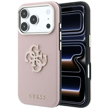 Dėklas Guess Grained & Big Resin Logo do iPhone 18 Pro Max / 17 Pro Max rožinė