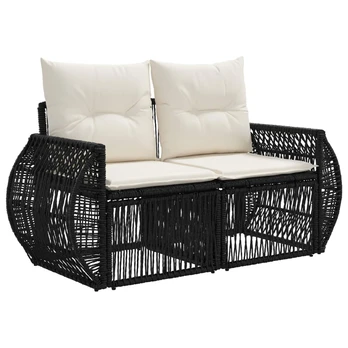 Sodo sofa 2-Vietų skaičius Juoda poliratanas