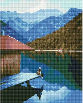 Tyla kalnuose 40*50 cm (apvalus deimančiukai)