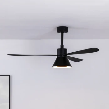 LED lubinis ventiliatorius „Amelia Cone L“, juodos spalvos, tylus, 132 cm