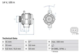 BOSCH 0 986 084 190 Kintamosios srovės generatorius