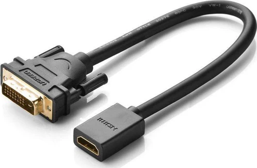 Kabelis Ugreen adapter cable DVI (male) - HDMI (female) 0.15m Juodas (20118)