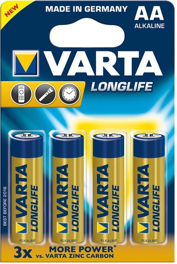 Elementai VARTA LONGLIFE, AA, šarminiai, 4 vnt.