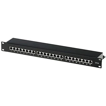 Verschiedene Helos patch skydelis Cat 6A 19" 1U 24 port juodas
