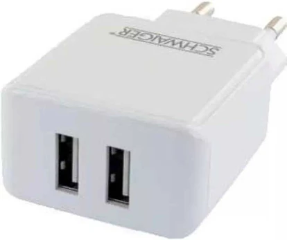 USB adapteris Schwaiger 230V 2x USB adapteris 2.4A baltas