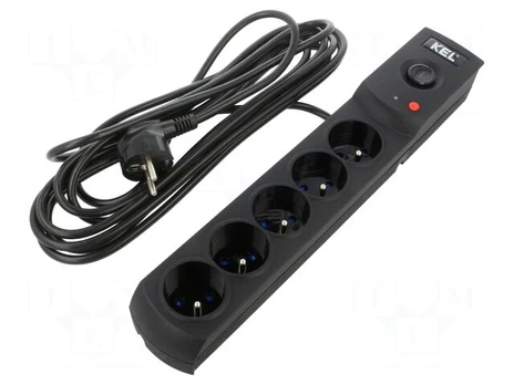 Plug socket strip: protective | Sockets: 5 | 230VAC | 10A | grey | 5m