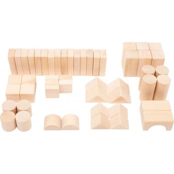 Wooden building blocks natural 50-pack in bag