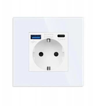Jimeida Usb lizdas 20w greitas įkrovimas baltas 16a stiklinis type-c 250v