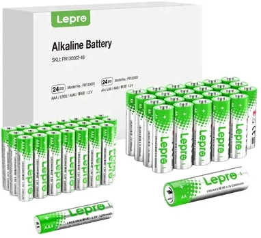Šakotuvas LEPRO 130003-48 AA/AAA Alkaline Batteries, 48-Pack