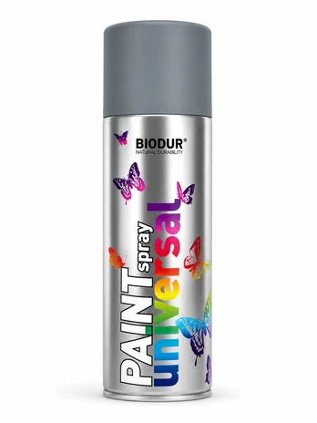 Universali aerozolinė emalė BIODUR, pilka matinė RAL7046, 400 ml