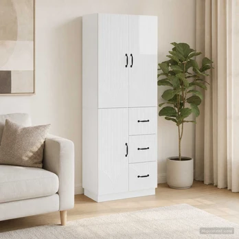 Spintelė 2 pcs Itin blizgi balta Apdirbta mediena