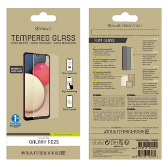 „Samsung Galaxy A02s“ grūdintas 2,5D ekrano stiklas „Muvit Transparent“.