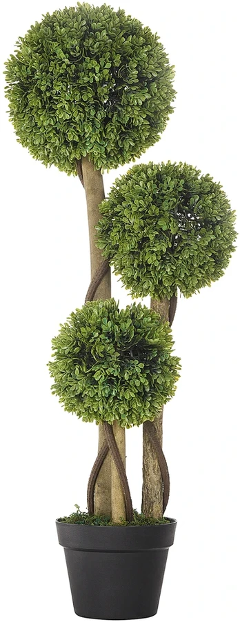 Aosom Dirbtinis buksmedis vazone, 3 rutulių forma, 90 cm, žalias