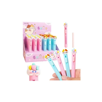 Lean Eraser Pen Extendable With Cat Figure Mėlyna Rožinė