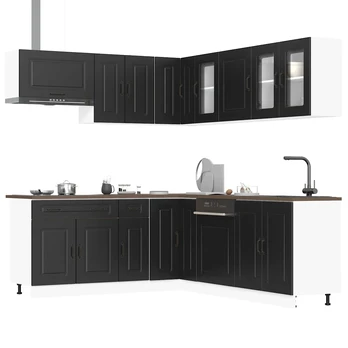Virtuvinių spintelių komplektas, 11 dalių, Kalmar, juoda